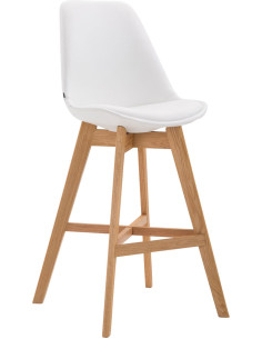Tabouret de bar scandinave en Polyuréthane Blanc Bois de chêne Naturel Brelon  - 1