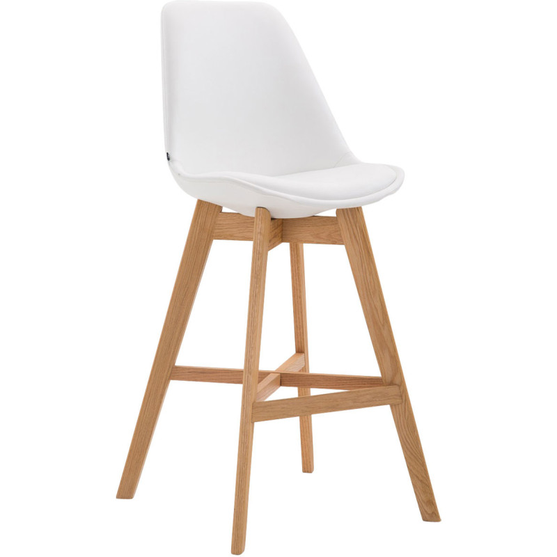 Tabouret de bar scandinave en Polyuréthane Blanc Bois de chêne Naturel Brelon  - 1