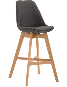 Tabouret de bar scandinave en Tissu Gris foncé Bois de chêne Naturel Brelon  - 1