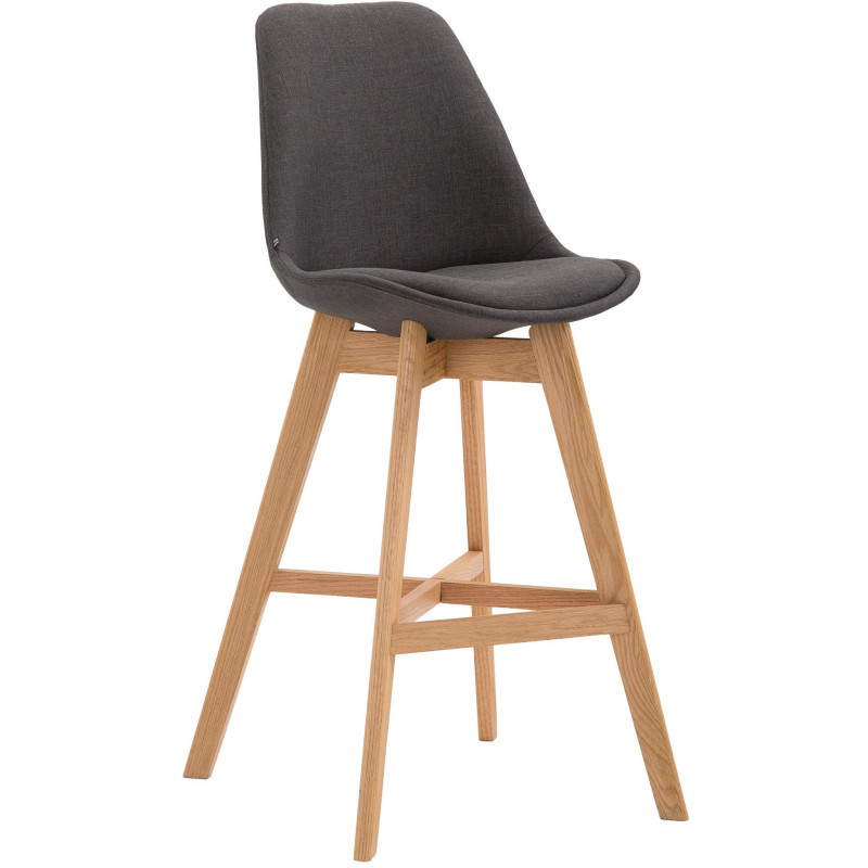 Tabouret de bar scandinave en Tissu Gris foncé Bois de chêne Naturel Brelon  - 1