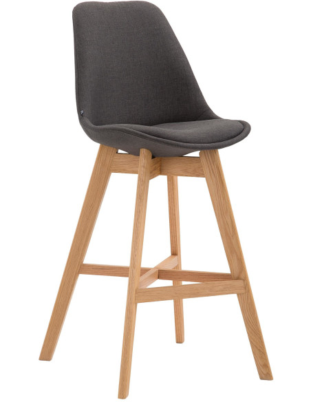Tabouret de bar scandinave en Tissu Gris foncé Bois de chêne Naturel Brelon  - 1