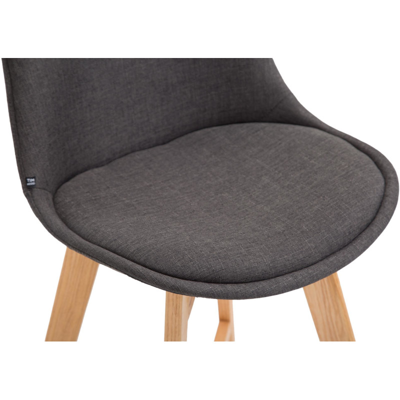 Tabouret de bar scandinave en Tissu Gris foncé Bois de chêne Naturel Brelon  - 2
