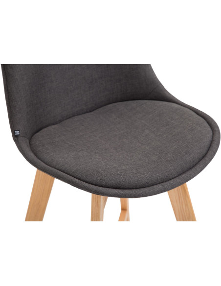 Tabouret de bar scandinave en Tissu Gris foncé Bois de chêne Naturel Brelon  - 2