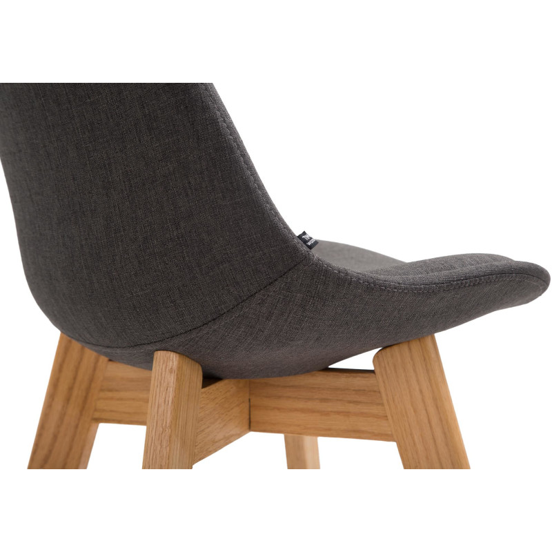 Tabouret de bar scandinave en Tissu Gris foncé Bois de chêne Naturel Brelon  - 3