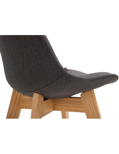 Tabouret de bar scandinave en Tissu Gris foncé Bois de chêne Naturel Brelon  - 3