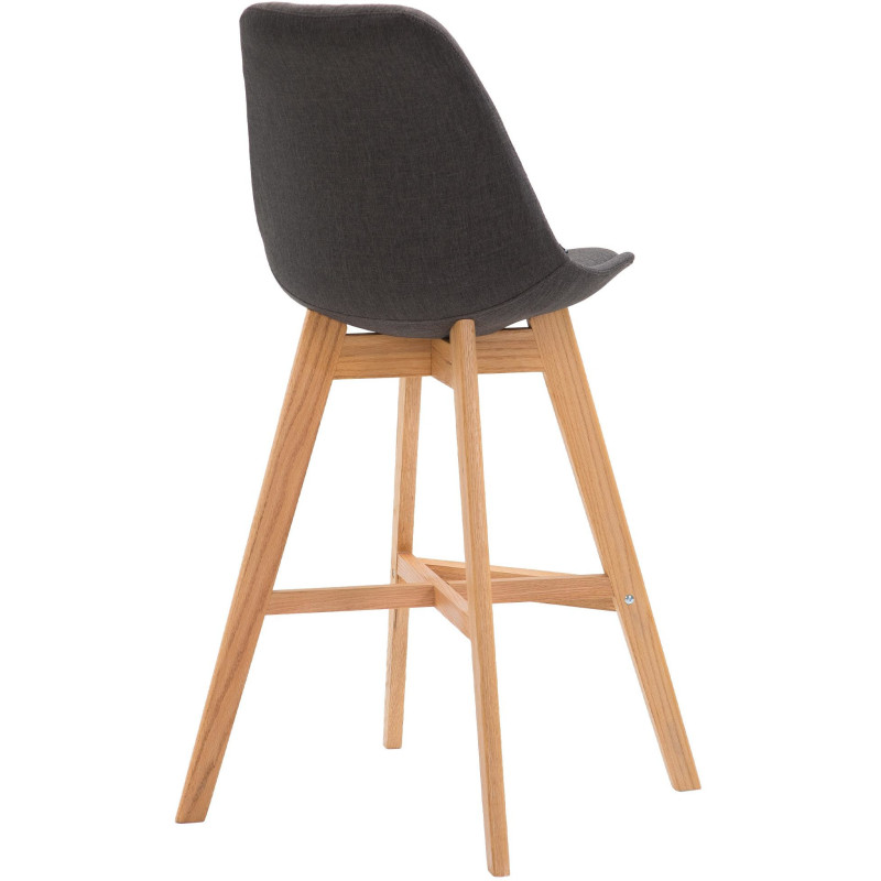 Tabouret de bar scandinave en Tissu Gris foncé Bois de chêne Naturel Brelon  - 4