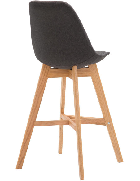 Tabouret de bar scandinave en Tissu Gris foncé Bois de chêne Naturel Brelon  - 4