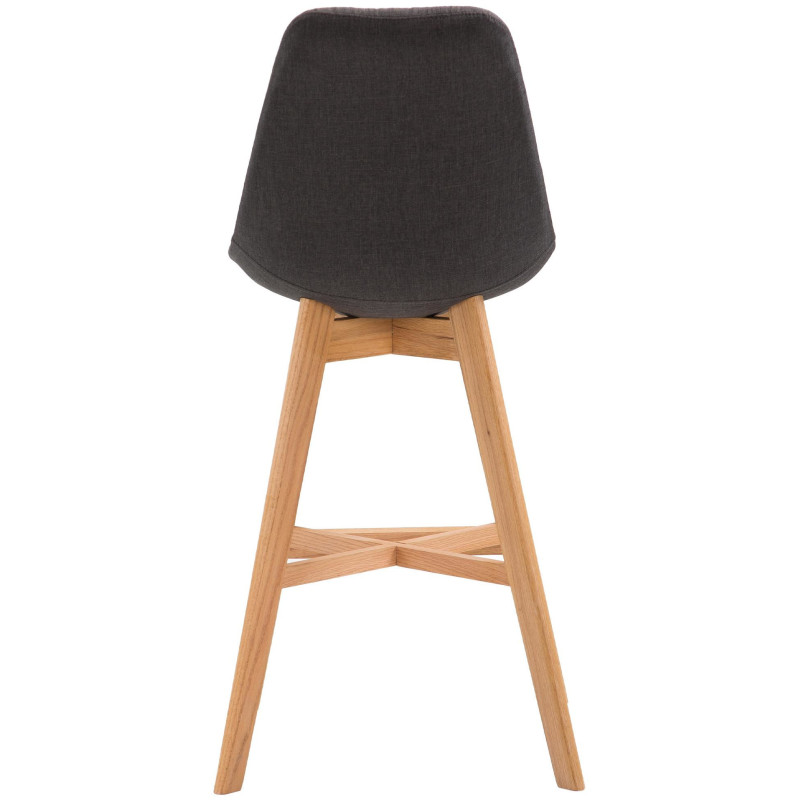 Tabouret de bar scandinave en Tissu Gris foncé Bois de chêne Naturel Brelon  - 5