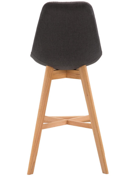 Tabouret de bar scandinave en Tissu Gris foncé Bois de chêne Naturel Brelon  - 5