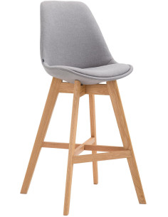 Tabouret de bar scandinave en Tissu Gris Bois de chêne Naturel Brelon  - 1