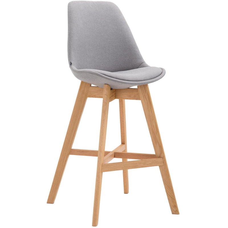 Tabouret de bar scandinave en Tissu Gris Bois de chêne Naturel Brelon  - 1