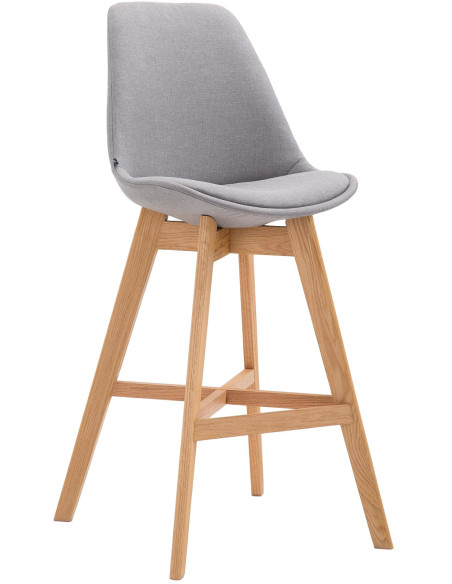 Tabouret de bar scandinave en Tissu Gris Bois de chêne Naturel Brelon  - 1