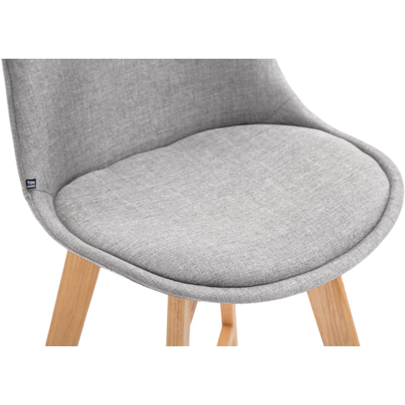 Tabouret de bar scandinave en Tissu Gris Bois de chêne Naturel Brelon  - 2