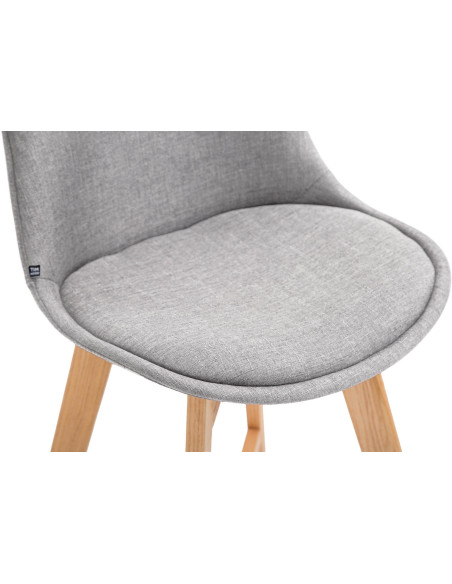 Tabouret de bar scandinave en Tissu Gris Bois de chêne Naturel Brelon  - 2