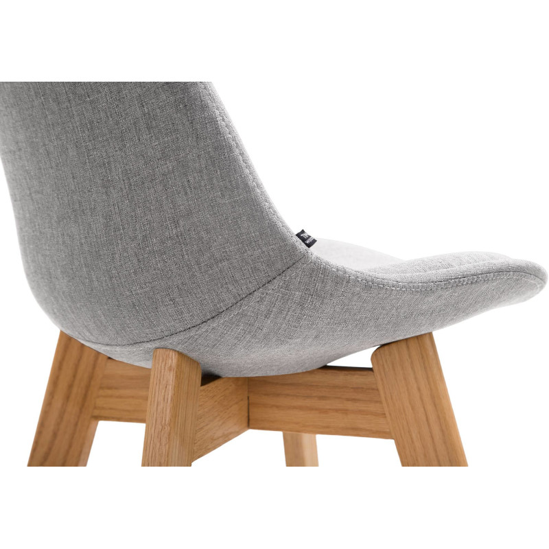 Tabouret de bar scandinave en Tissu Gris Bois de chêne Naturel Brelon  - 3