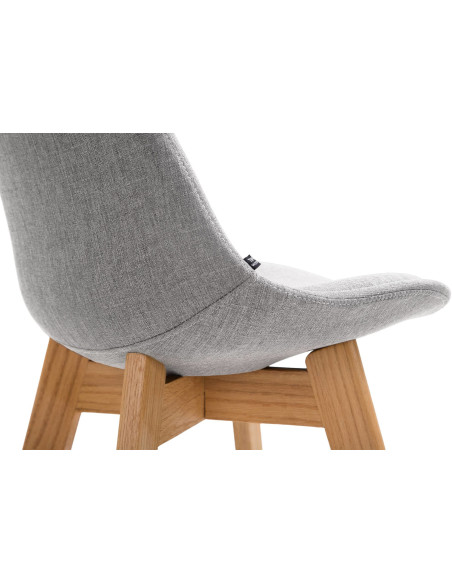 Tabouret de bar scandinave en Tissu Gris Bois de chêne Naturel Brelon  - 3