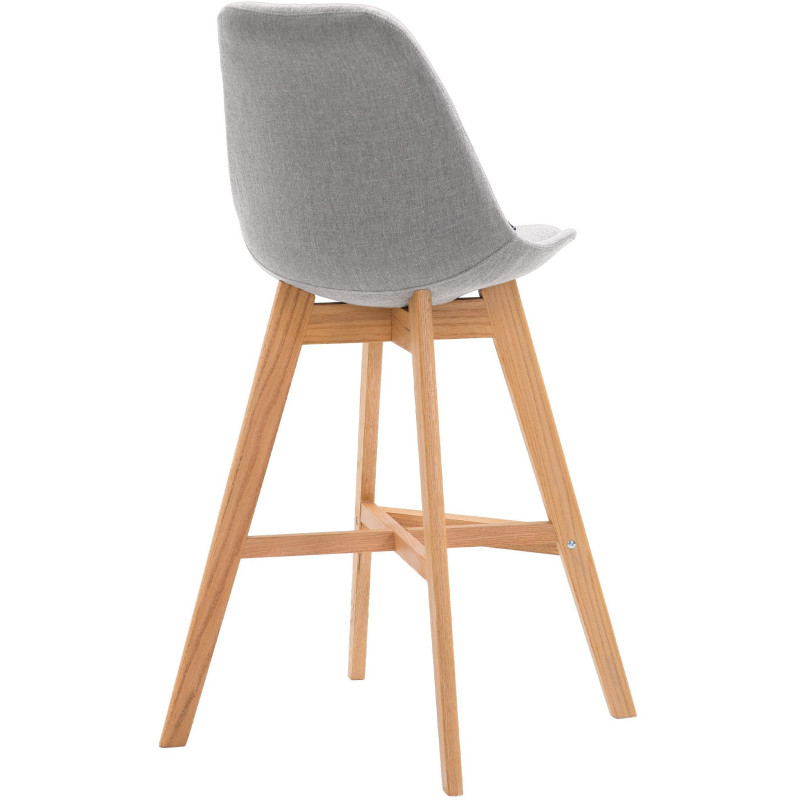 Tabouret de bar scandinave en Tissu Gris Bois de chêne Naturel Brelon  - 4
