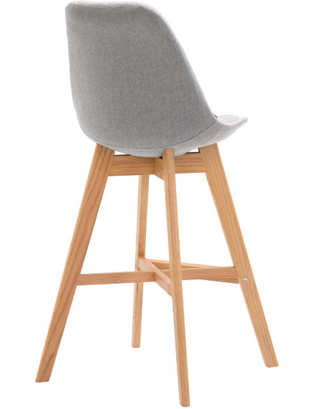 Tabouret de bar scandinave en Tissu Gris Bois de chêne Naturel Brelon  - 4