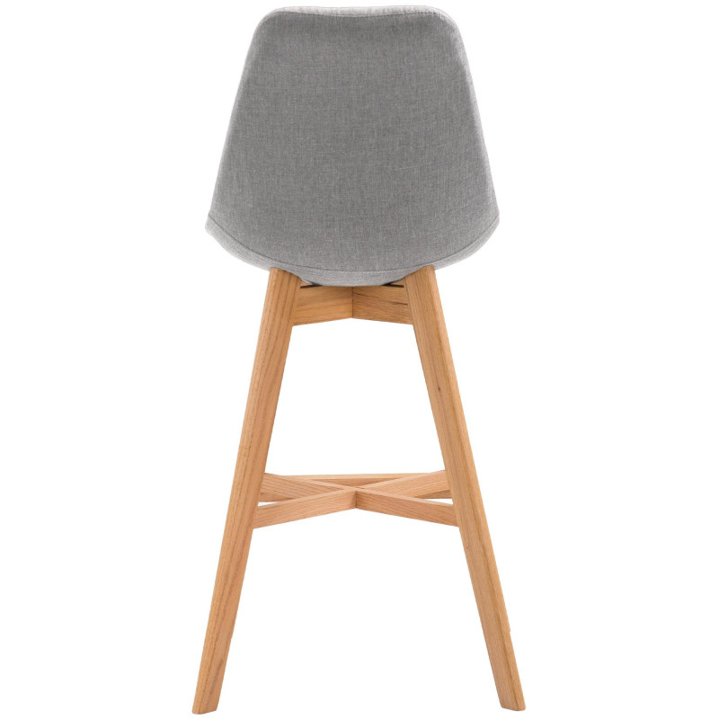 Tabouret de bar scandinave en Tissu Gris Bois de chêne Naturel Brelon  - 5