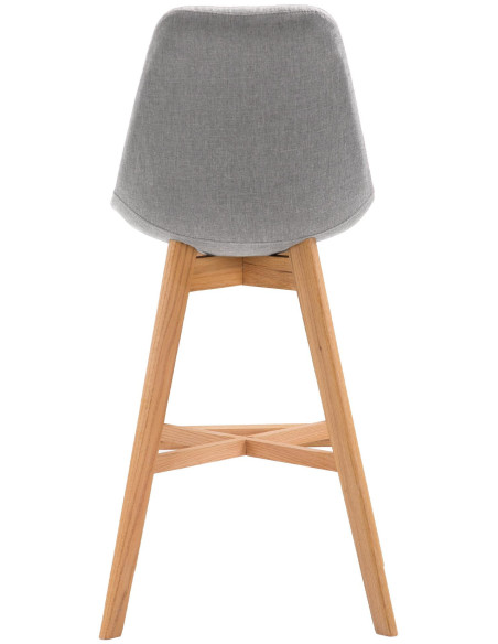 Tabouret de bar scandinave en Tissu Gris Bois de chêne Naturel Brelon  - 5