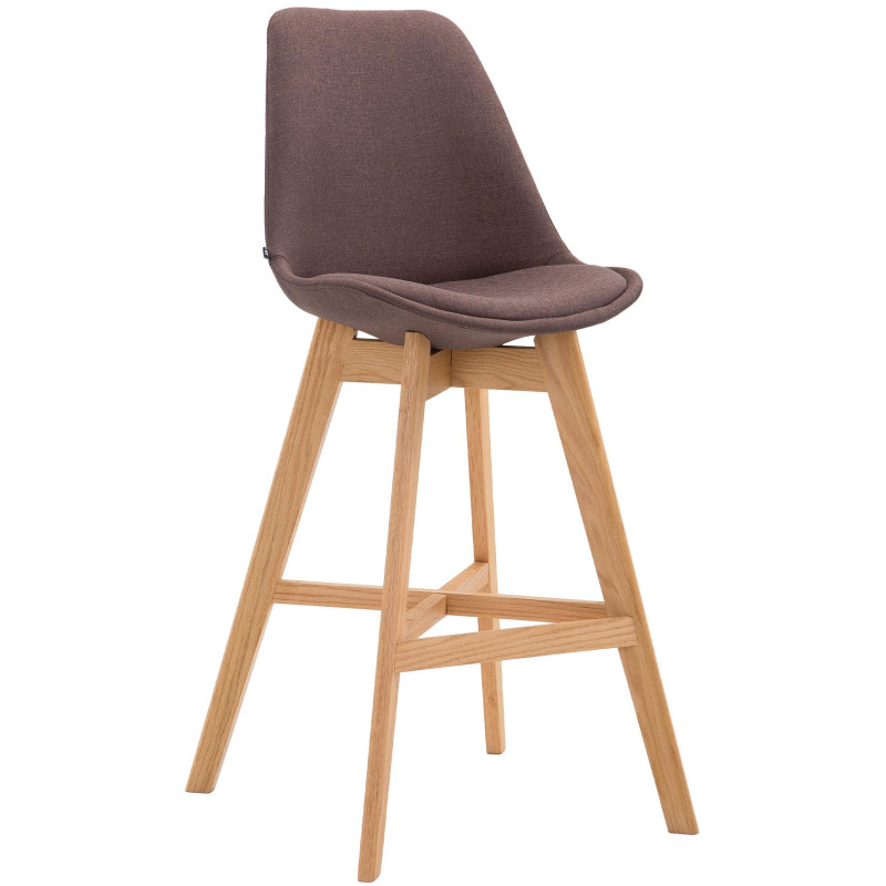 Tabouret de bar scandinave en Tissu Marron Bois de chêne Naturel Brelon  - 1