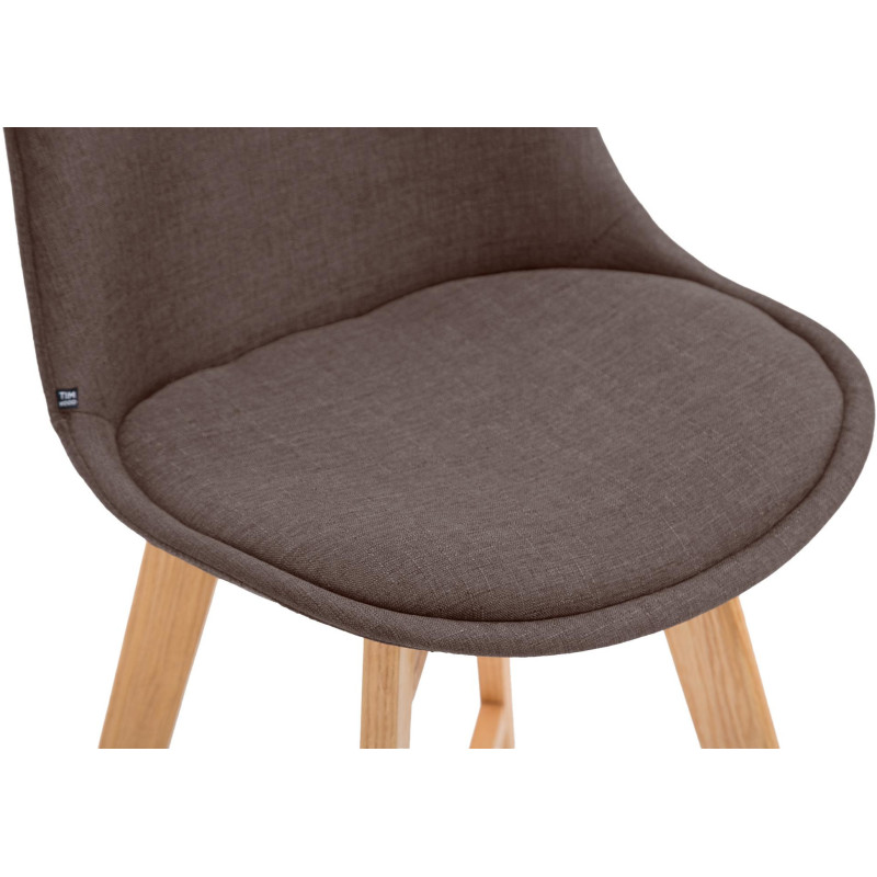 Tabouret de bar scandinave en Tissu Marron Bois de chêne Naturel Brelon  - 2