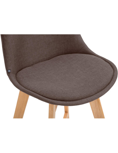 Tabouret de bar scandinave en Tissu Marron Bois de chêne Naturel Brelon  - 2