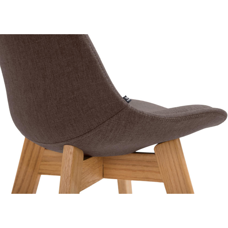 Tabouret de bar scandinave en Tissu Marron Bois de chêne Naturel Brelon  - 3