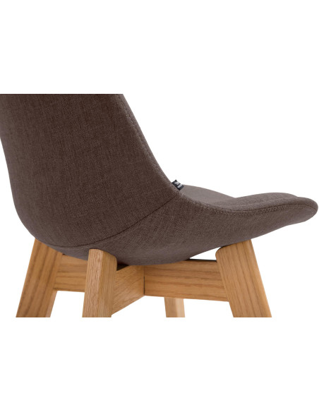 Tabouret de bar scandinave en Tissu Marron Bois de chêne Naturel Brelon  - 3