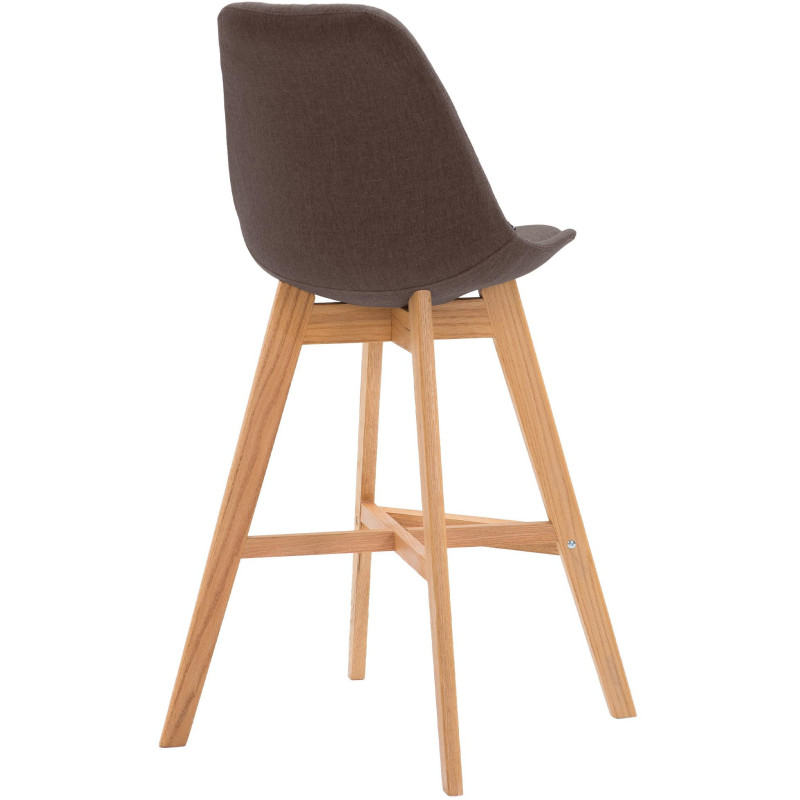 Tabouret de bar scandinave en Tissu Marron Bois de chêne Naturel Brelon  - 4