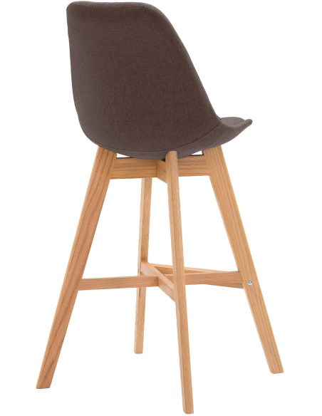 Tabouret de bar scandinave en Tissu Marron Bois de chêne Naturel Brelon  - 4