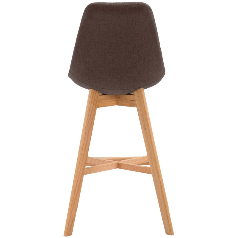 Tabouret de bar scandinave en Tissu Marron Bois de chêne Naturel Brelon  - 5