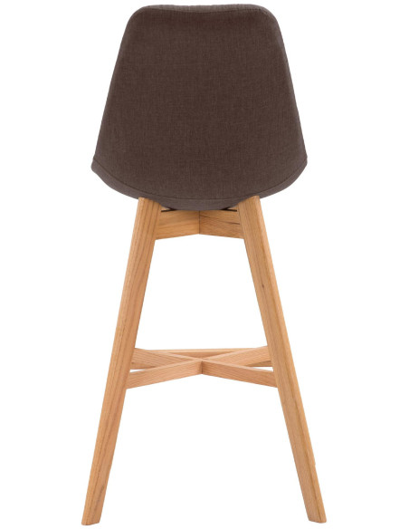 Tabouret de bar scandinave en Tissu Marron Bois de chêne Naturel Brelon  - 5