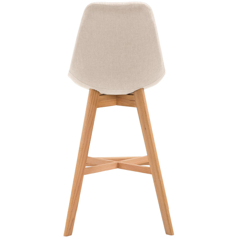 Tabouret de bar scandinave en Tissu Blanc crème Bois de chêne Naturel Brelon  - 4