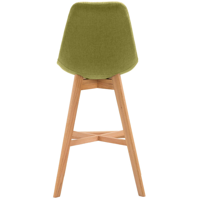 Tabouret de bar scandinave en Tissu Vert Bois de chêne Naturel Brelon  - 2
