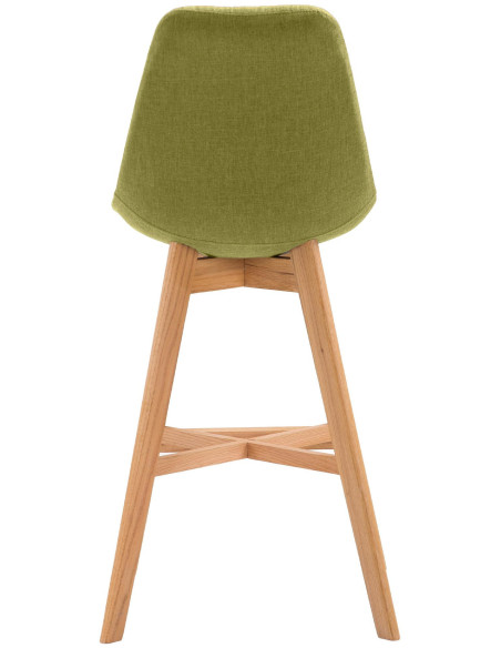 Tabouret de bar scandinave en Tissu Vert Bois de chêne Naturel Brelon  - 2