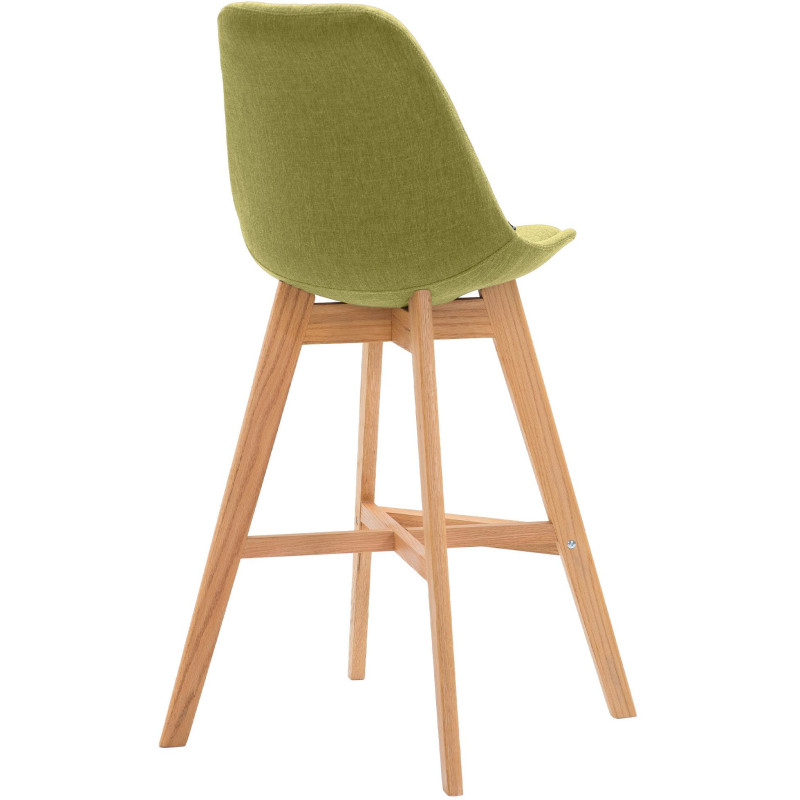 Tabouret de bar scandinave en Tissu Vert Bois de chêne Naturel Brelon  - 3
