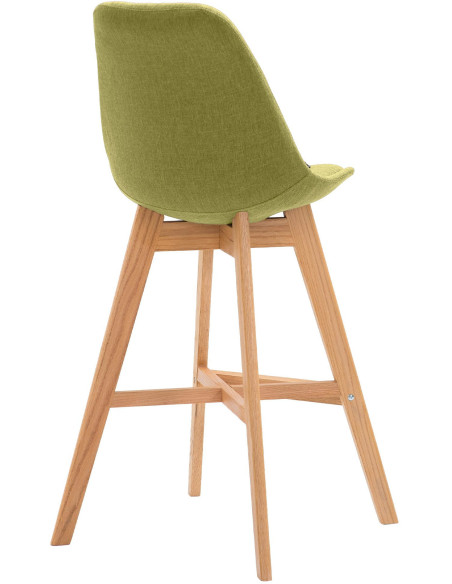Tabouret de bar scandinave en Tissu Vert Bois de chêne Naturel Brelon  - 3