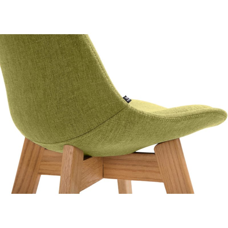Tabouret de bar scandinave en Tissu Vert Bois de chêne Naturel Brelon  - 4