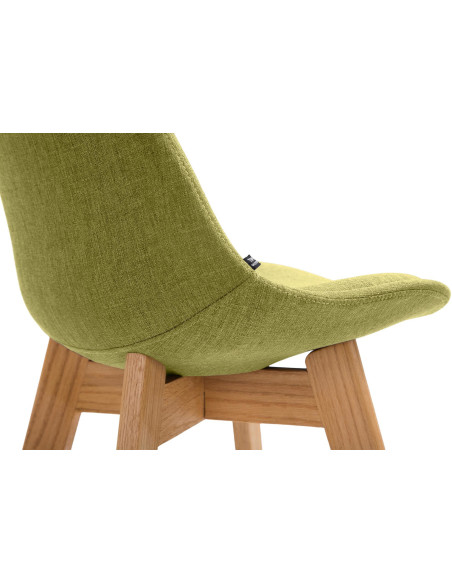 Tabouret de bar scandinave en Tissu Vert Bois de chêne Naturel Brelon  - 4