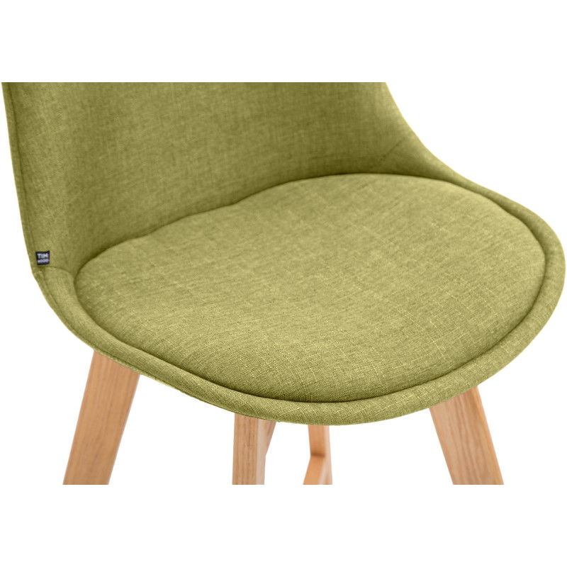 Tabouret de bar scandinave en Tissu Vert Bois de chêne Naturel Brelon  - 5