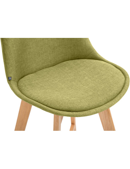 Tabouret de bar scandinave en Tissu Vert Bois de chêne Naturel Brelon  - 5