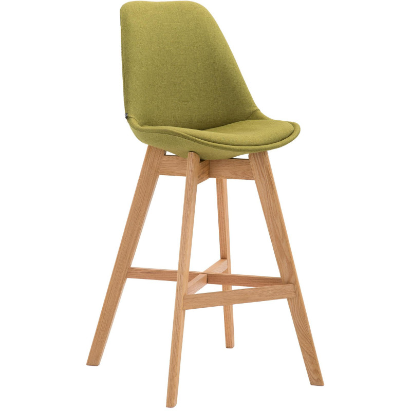 Tabouret de bar scandinave en Tissu Vert Bois de chêne Naturel Brelon  - 1
