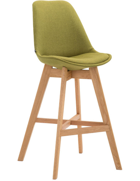 Tabouret de bar scandinave en Tissu Vert Bois de chêne Naturel Brelon  - 1