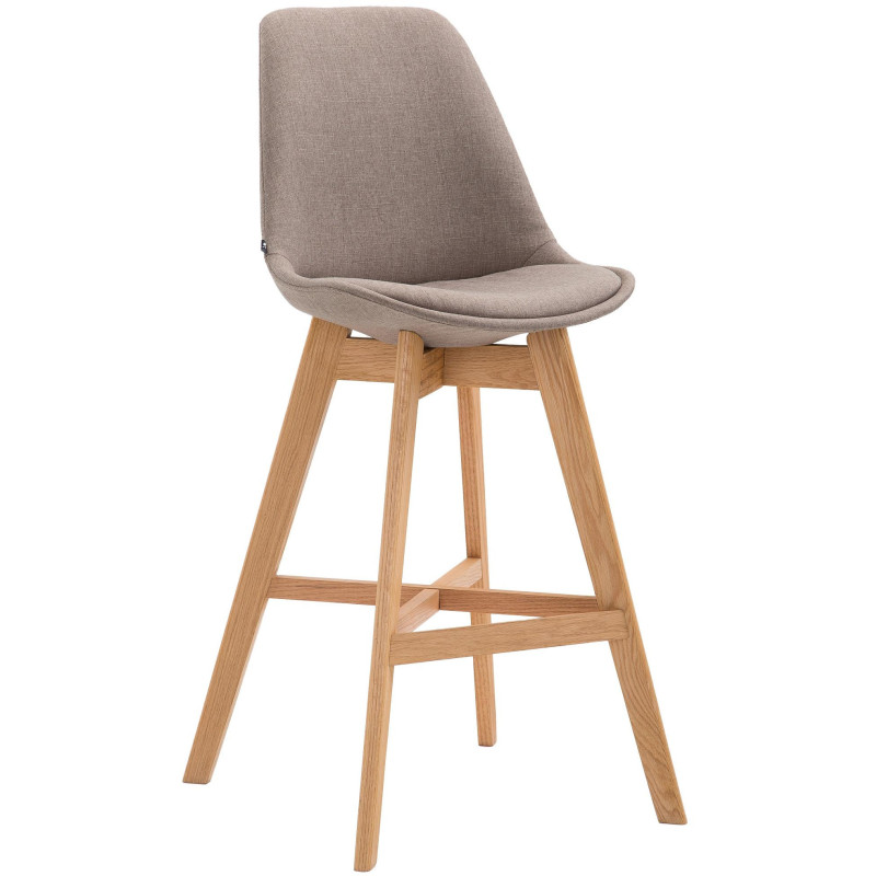 Tabouret de bar scandinave en Tissu Taupe Bois de chêne Naturel Brelon  - 1