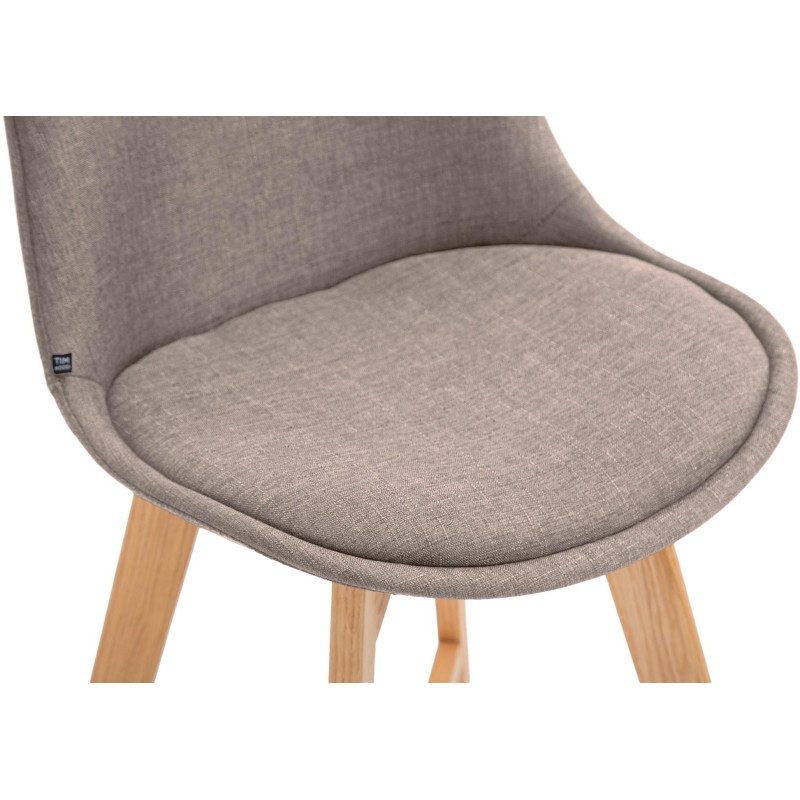 Tabouret de bar scandinave en Tissu Taupe Bois de chêne Naturel Brelon  - 2