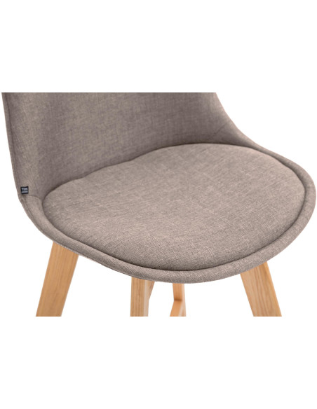 Tabouret de bar scandinave en Tissu Taupe Bois de chêne Naturel Brelon  - 2