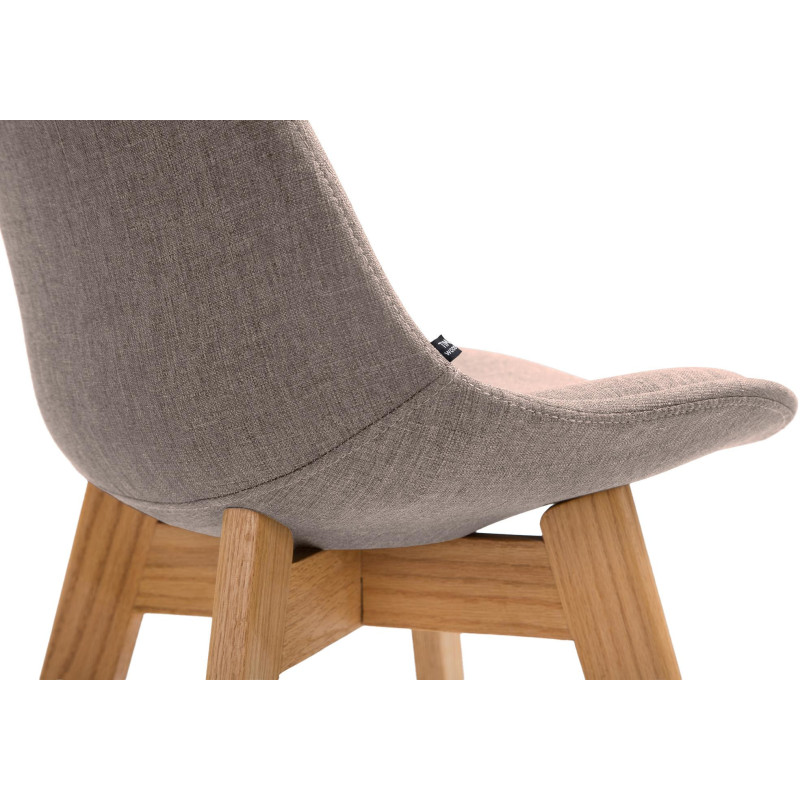 Tabouret de bar scandinave en Tissu Taupe Bois de chêne Naturel Brelon  - 3
