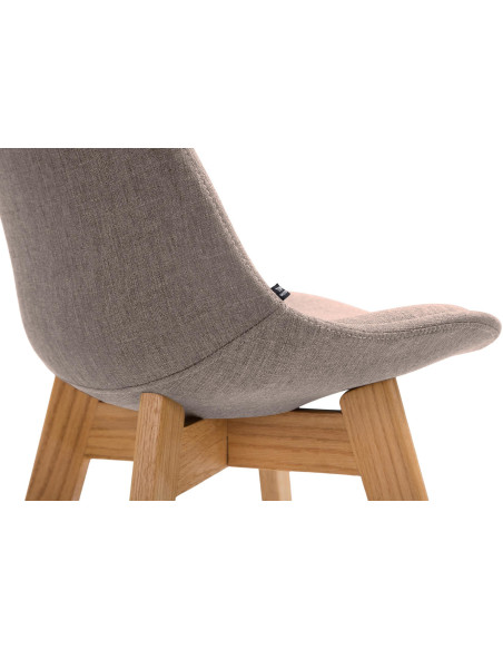 Tabouret de bar scandinave en Tissu Taupe Bois de chêne Naturel Brelon  - 3