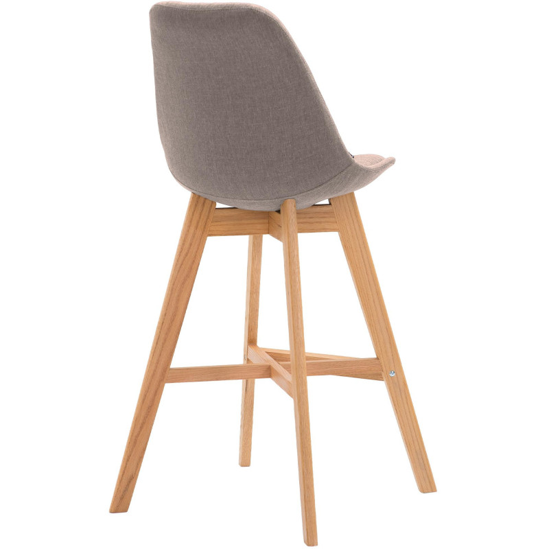 Tabouret de bar scandinave en Tissu Taupe Bois de chêne Naturel Brelon  - 4